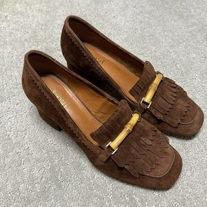 EUC J. McLaughlin Brown Suede Penny Loafers Size 7.5